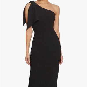 Dress the Population Tiffany One Shoulder Elegant Black Midi Dress